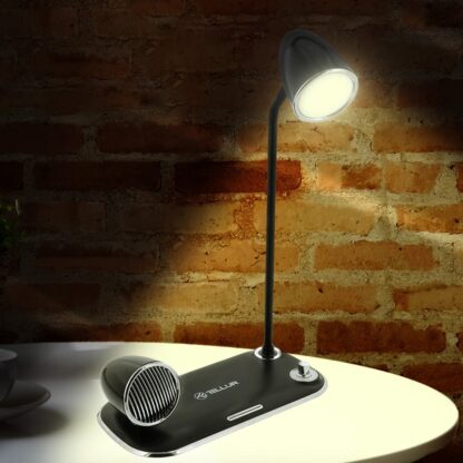 Încărcător wireless birou Tellur, 15W, Boxă Bluetooth 5W, Lampă de birou, Tellur Nostalgia, Negru 3