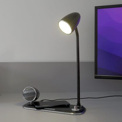 Încărcător wireless birou Tellur, 15W, Boxă Bluetooth 5W, Lampă de birou, Tellur Nostalgia, Negru 6