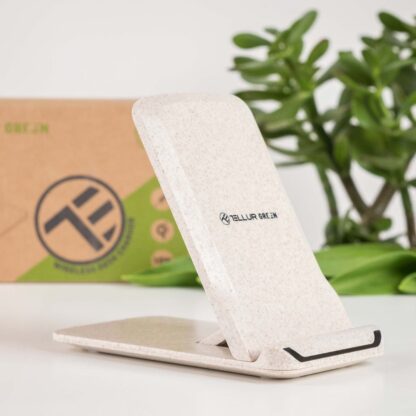 Încărcător wireless birou Tellur Green, certificat Qi, 15W, pliabil, crem 3