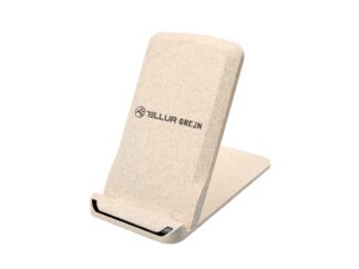 Încărcător wireless birou Tellur Green, certificat Qi, 15W, pliabil, crem