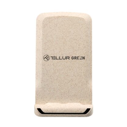 Încărcător wireless birou Tellur Green, certificat Qi, 15W, pliabil, crem 5