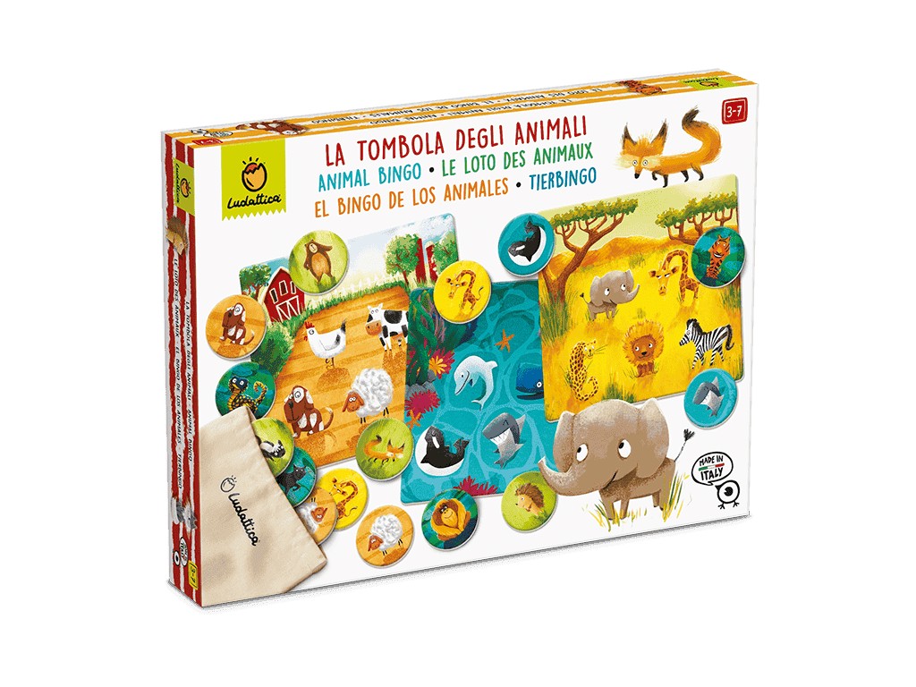Joc de Familie 2 în 1 Tombola Animalelor: Bingo & Memo, 3-7 ani, Ludattica