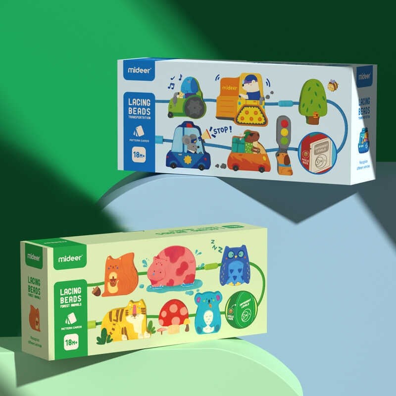 Joc de înșiruit animale din lemn, cu șiret, dezvoltarea motricității, îndemânării, creativității 6