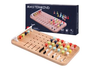 Joc de inteligență pentru copii și adulți, Mastermind, tablă de șah din lemn cu pioni colorați, 2 jucători, 146 piese, Boardgames