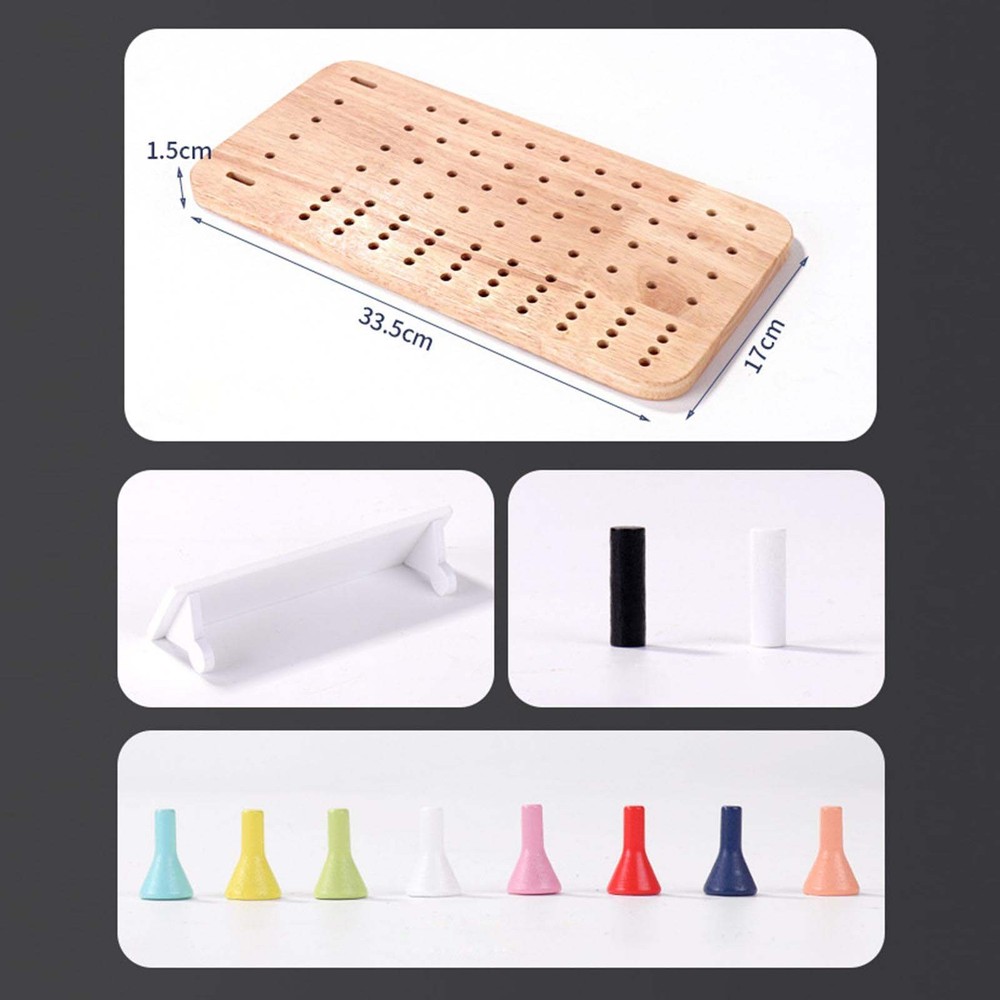 Joc de inteligență pentru copii și adulți, Mastermind, tablă de șah din lemn cu pioni colorați, 2 jucători, 146 piese, Boardgames 5