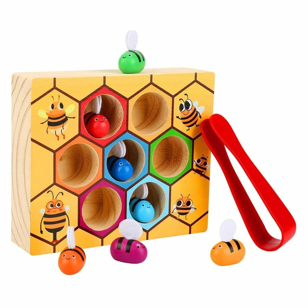 Joc Dexteritate și Asociere cu Albinuțe și Fagure Jucărie Lemn Montessori 3 Ani+ 5