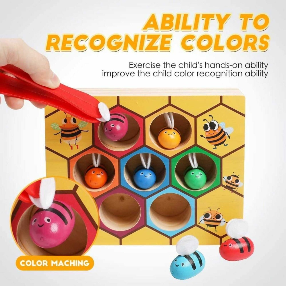 Joc Dexteritate și Asociere cu Albinuțe și Fagure Jucărie Lemn Montessori 3 Ani+ 6