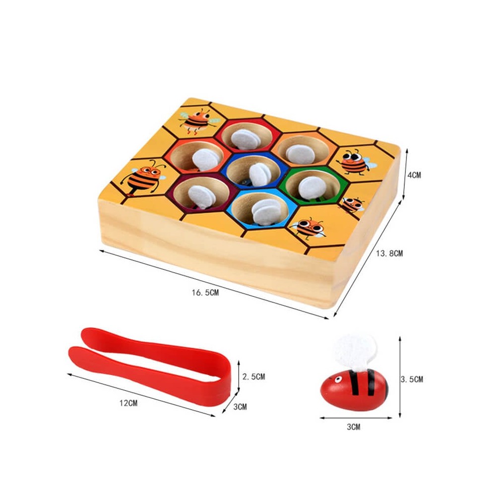 Joc Dexteritate și Asociere cu Albinuțe și Fagure Jucărie Lemn Montessori 3 Ani+ 8