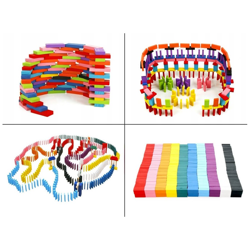 Joc Domino 1000 piese colorate din lemn 3