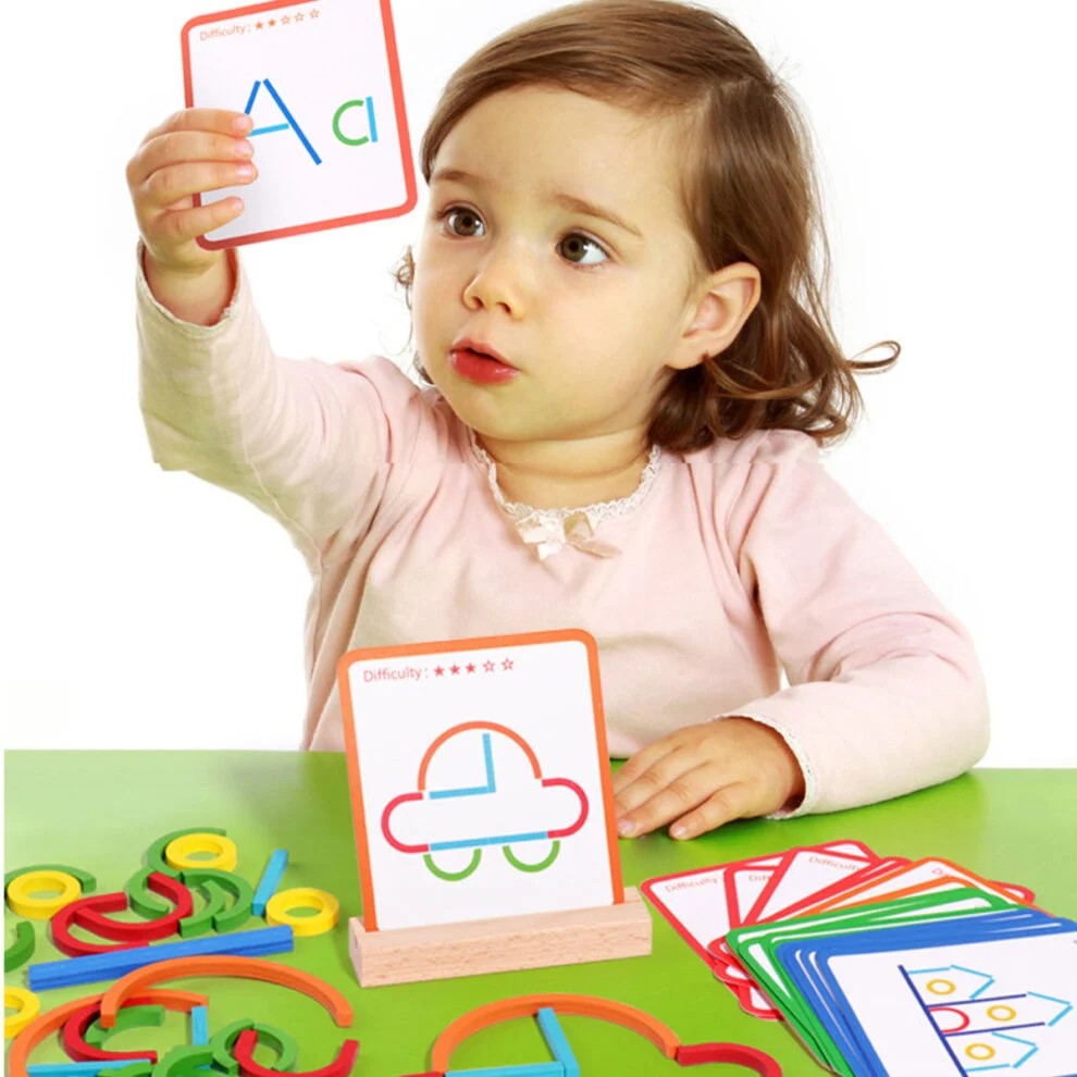 Joc educativ asociere forme Sticks and Rings 120 piese, 40 șabloane 2