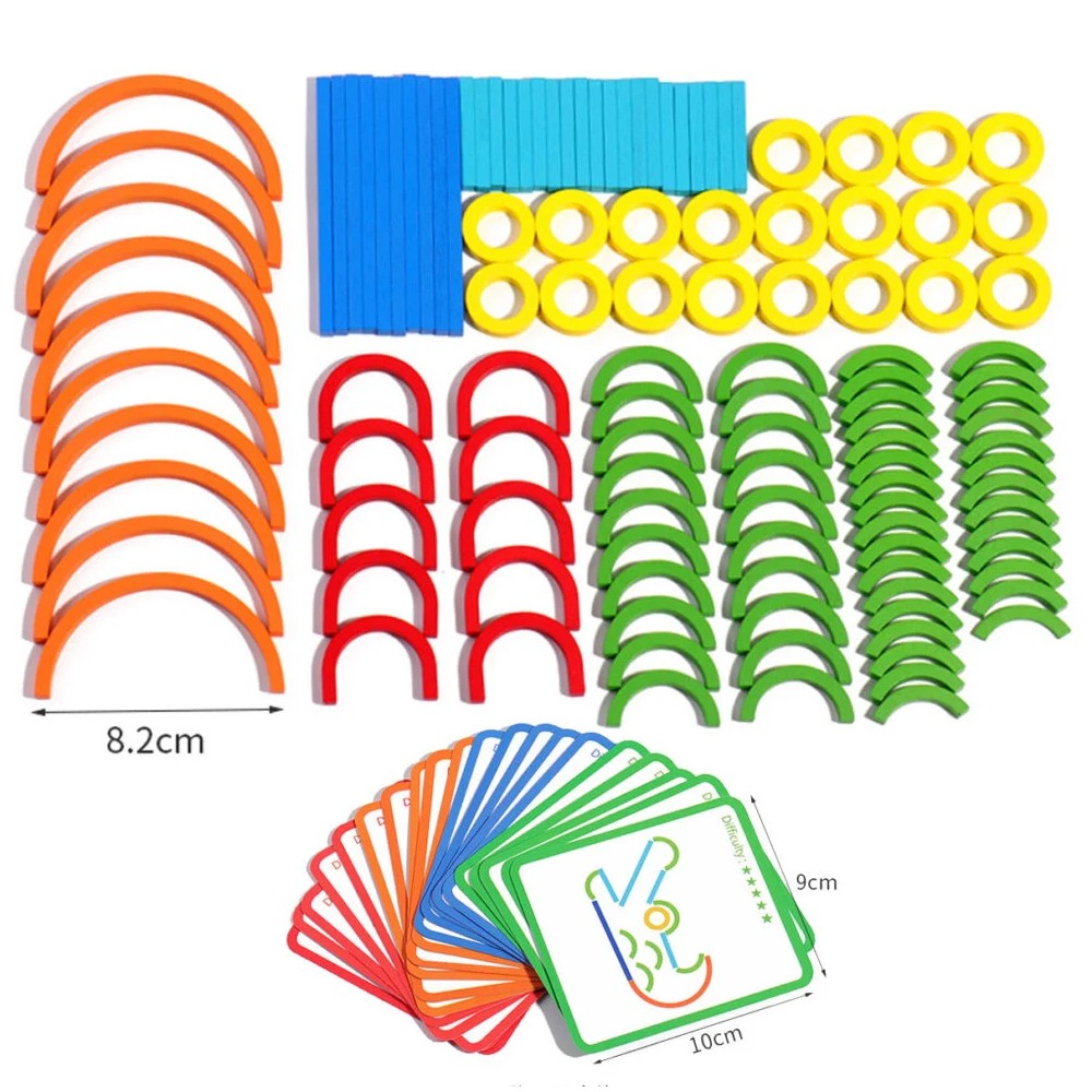 Joc educativ asociere forme Sticks and Rings 120 piese, 40 șabloane 6