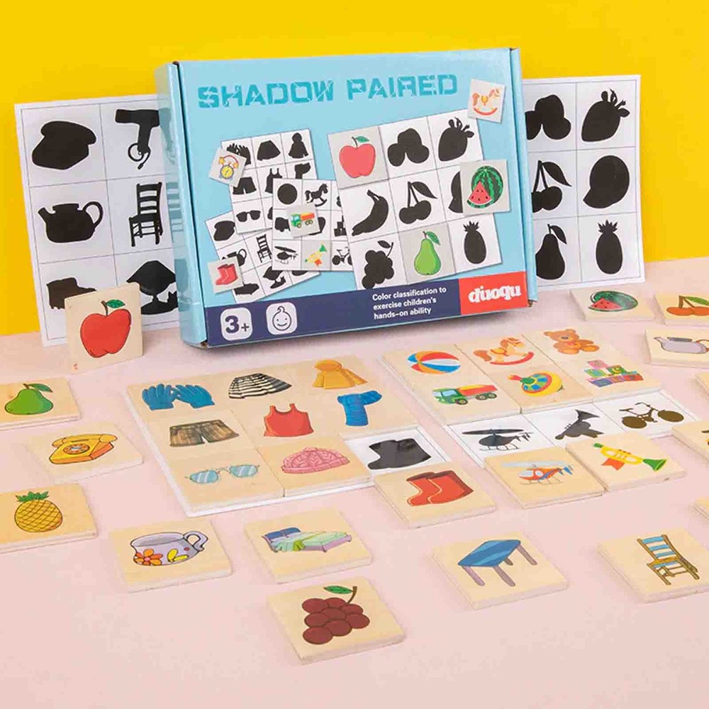 Joc educativ de asociere imagini, Umbre, 36 piese din lemn 2