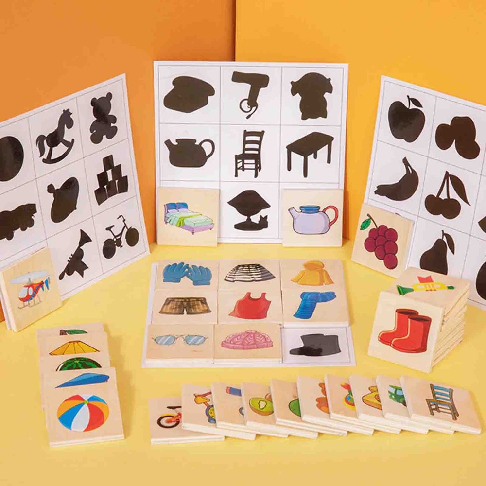 Joc educativ de asociere imagini, Umbre, 36 piese din lemn 4