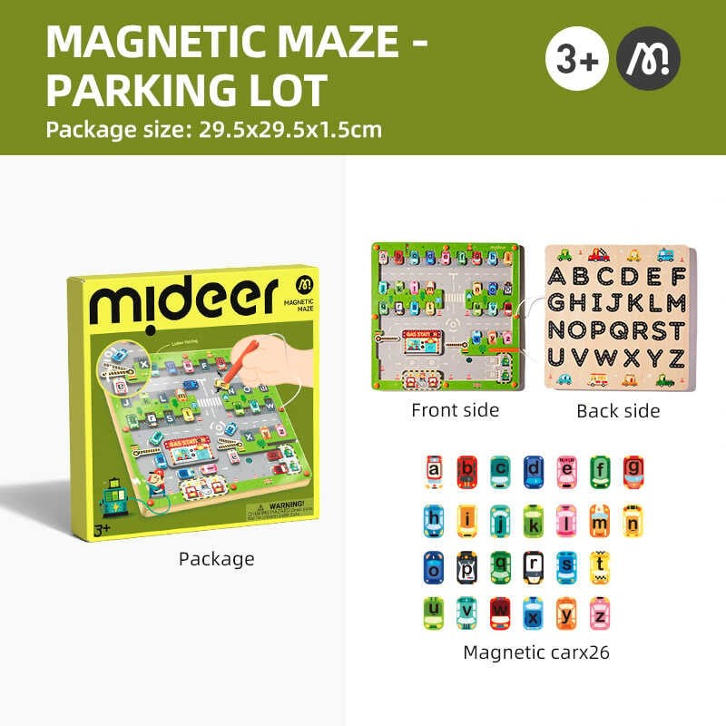 Joc educativ din lemn, magnetic, model parcare 2
