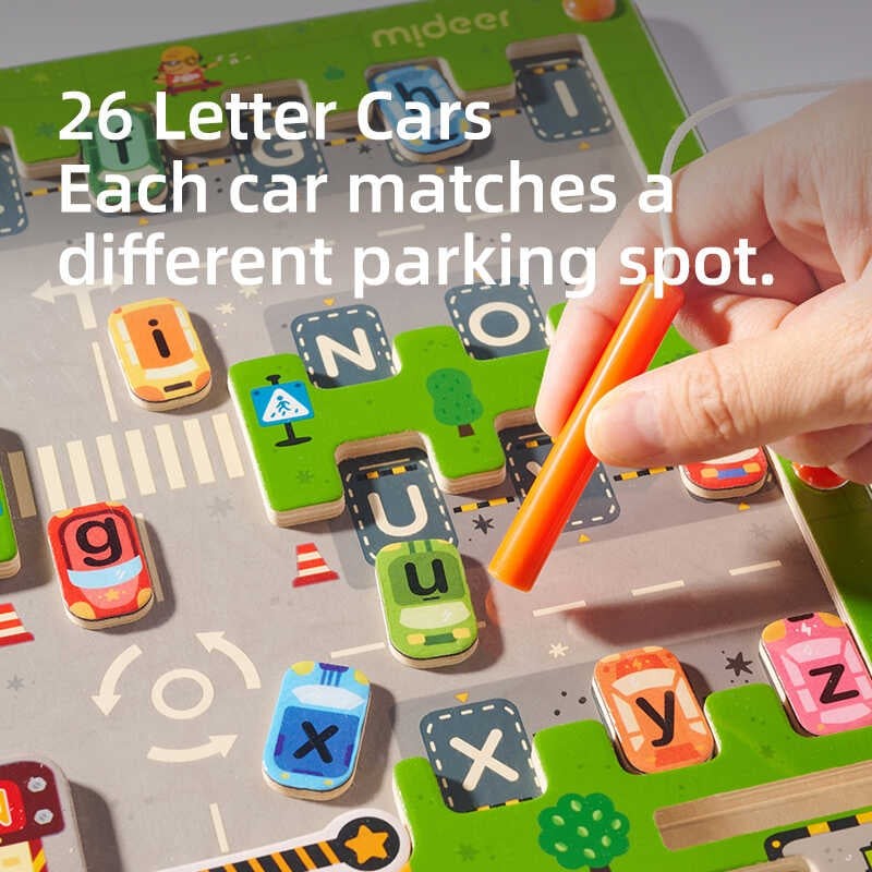 Joc educativ din lemn, magnetic, model parcare 3