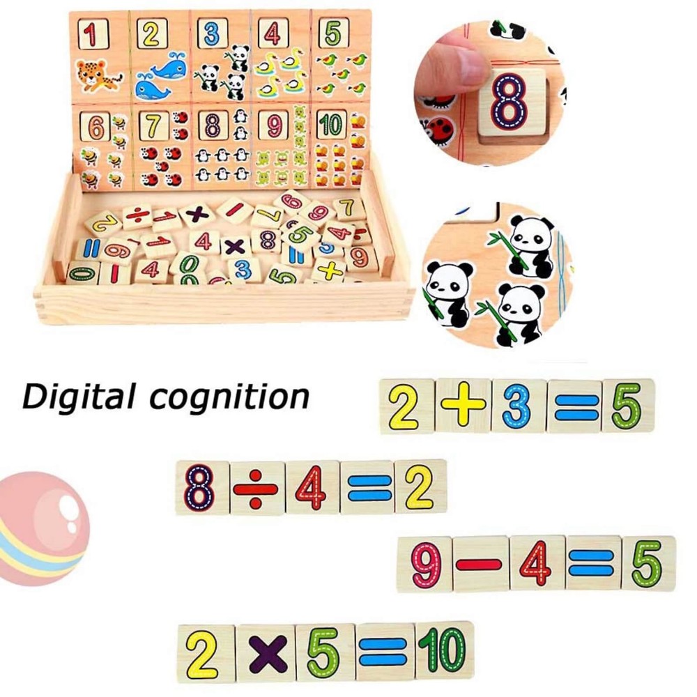Joc educativ din lemn pentru copii, tăbliță multifuncțională pentru scris cu cretă și piese cu cifre și imagini, montessori, donuts 3