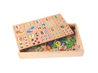 Joc educativ din lemn pentru copii, tăbliță multifuncțională pentru scris cu cretă și piese cu cifre și imagini, montessori, donuts