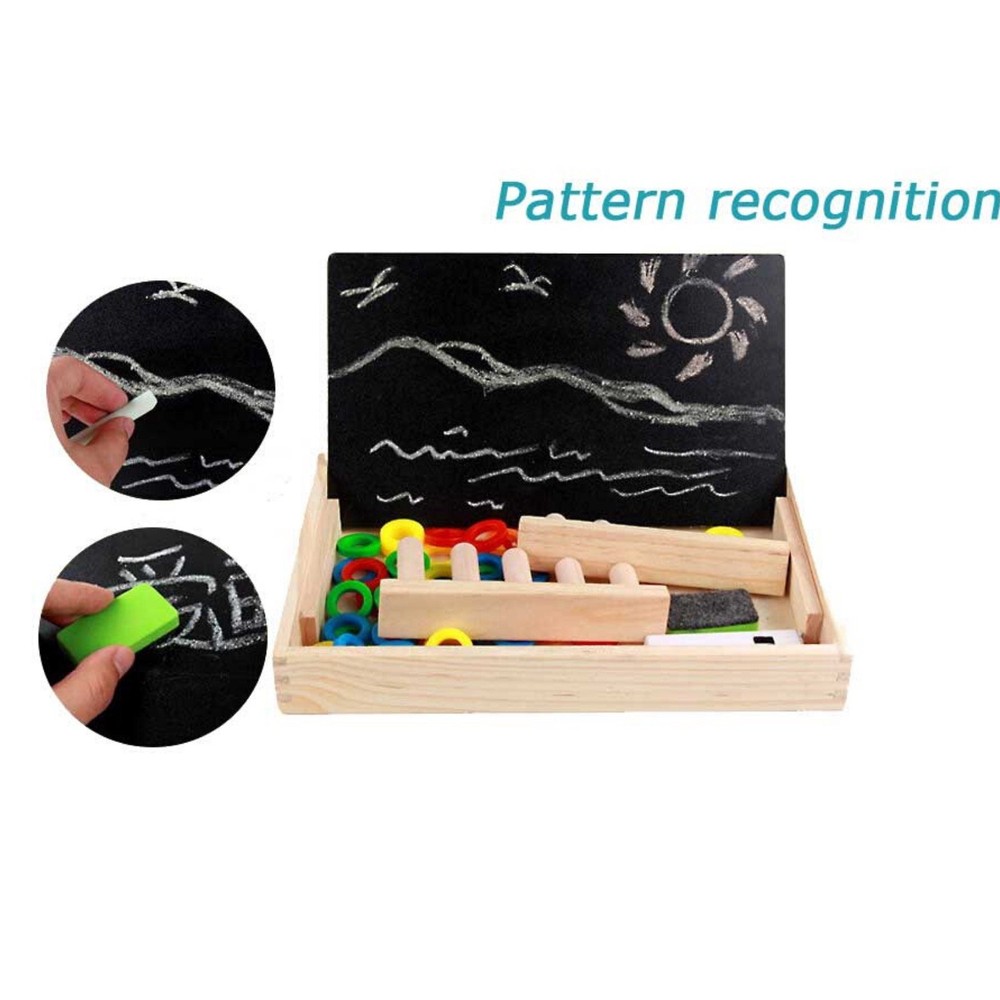 Joc educativ din lemn pentru copii, tăbliță multifuncțională pentru scris cu cretă și piese cu cifre și imagini, montessori, donuts 5