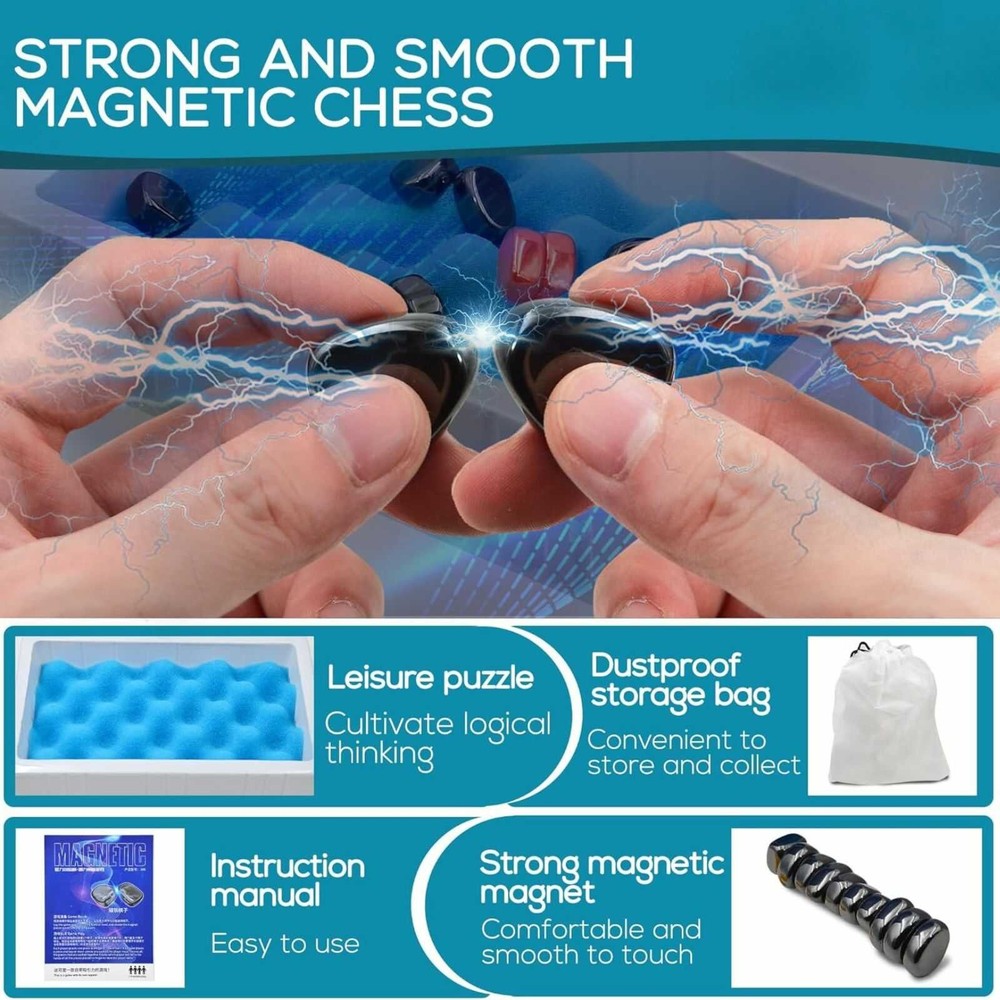 Joc Efect Magnetism Șah Magnetic cu Pietre Tip Magneți, Joc de Strategie Inteligent 5