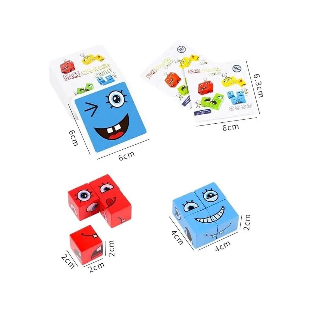 Joc expresii faciale, Educativ, de Exprimare a Emoțiilor cu 64 cartonașe și 16 cuburi, Cub Rubik 11