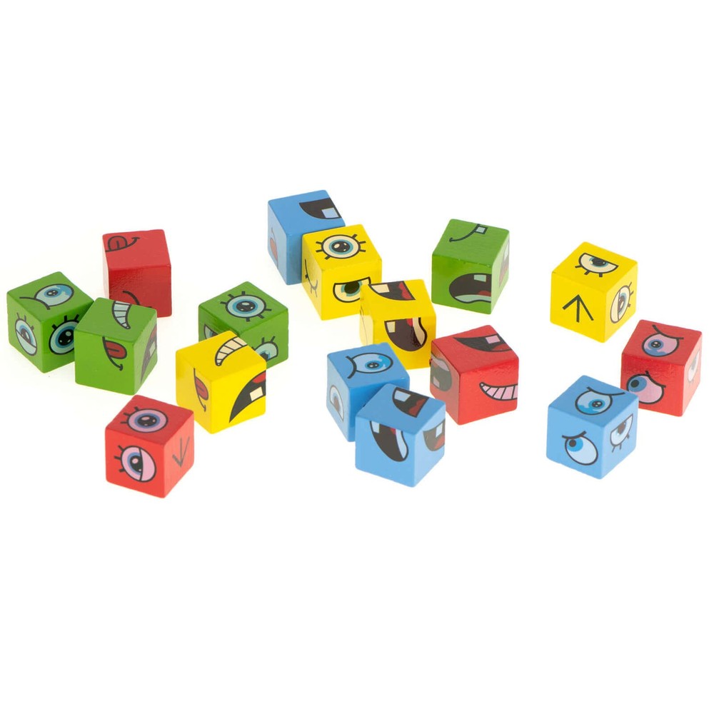 Joc expresii faciale, Educativ, de Exprimare a Emoțiilor cu 64 cartonașe și 16 cuburi, Cub Rubik 8
