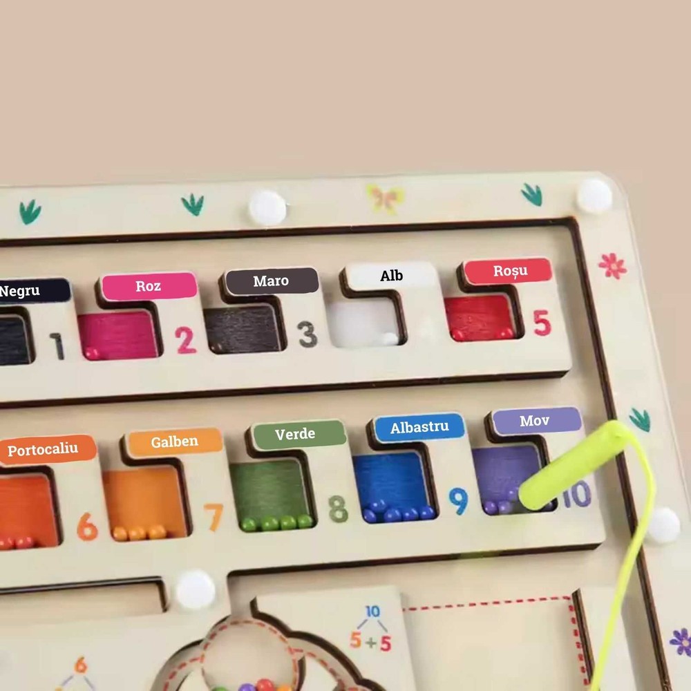 Joc labirint magnetic din lemn, sortare, clasificare și matematică, în limba română 7