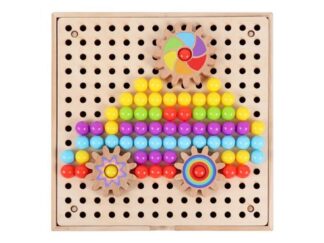 Joc Mozaic, Fanta Color din lemn, Pixel cu pioneze și planșe, 197 piese