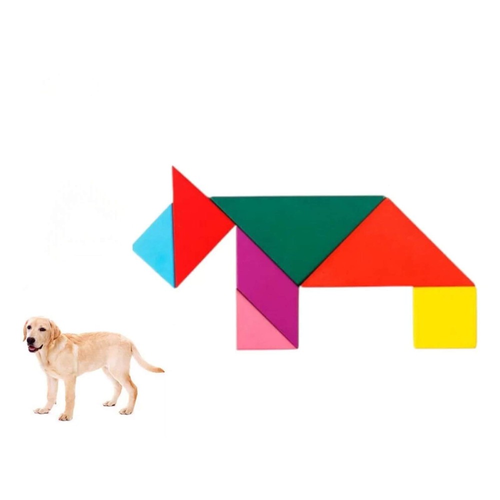 Joc Tangram 7 piese din lemn, Puzzle educativ pentru copii 3 ani+ 6