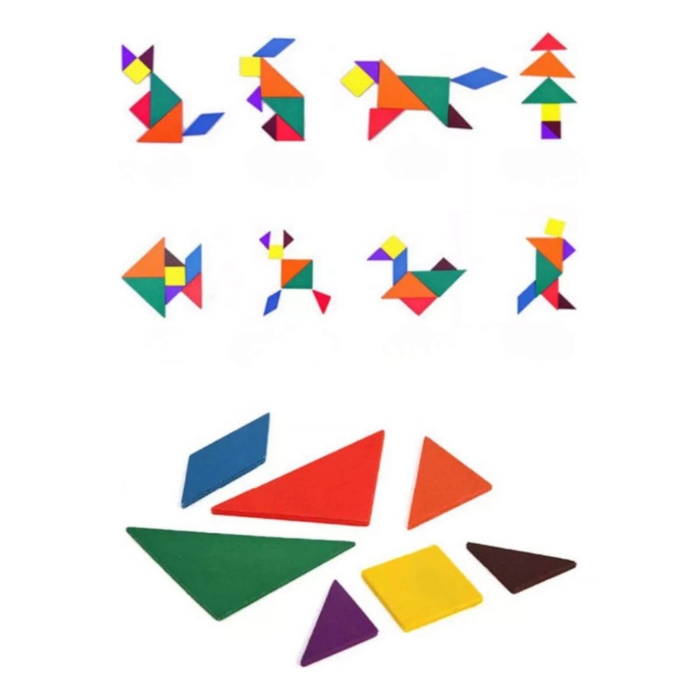 Joc Tangram 7 piese din lemn, Puzzle educativ pentru copii 3 ani+ 8