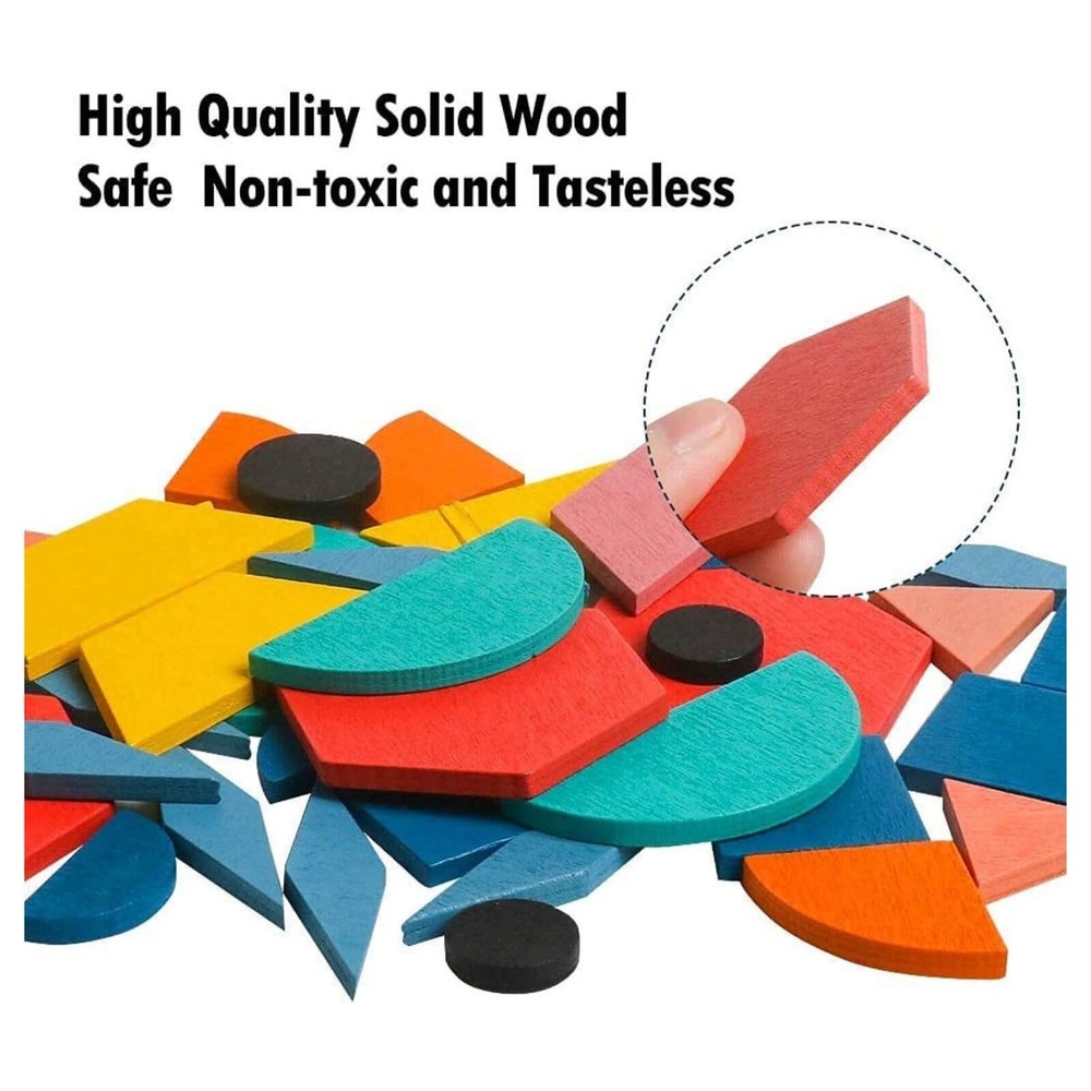 Joc Tangram din lemn, joc educativ cu 180 piese 7