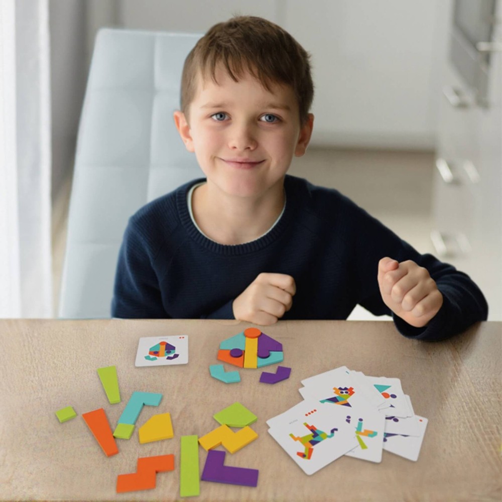 Joc Tangram Educativ din Lemn cu 21 piese 2