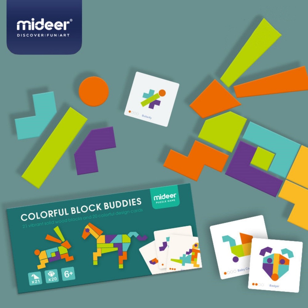 Joc Tangram Educativ din Lemn cu 21 piese 5