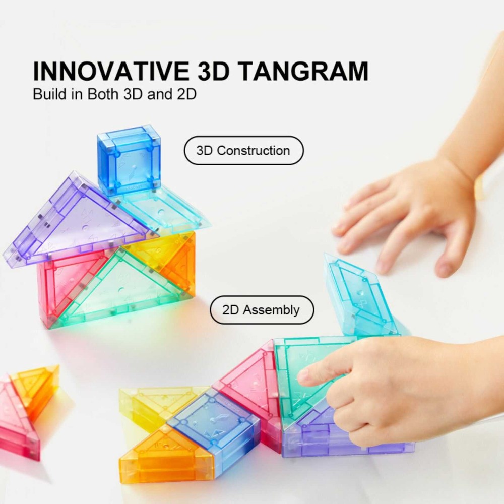 Joc Tangram Magnetic, 7 piese magnetice, clepsidră și 100 modele puzzle 3