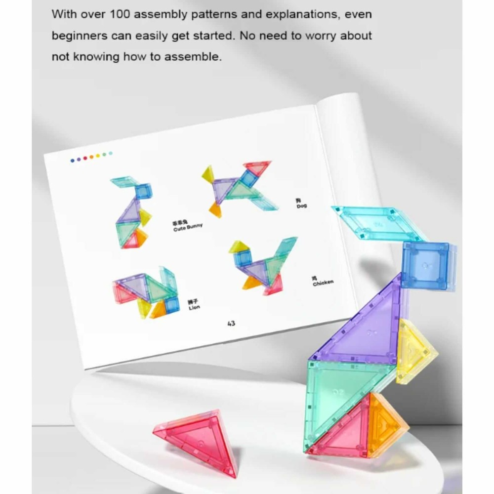 Joc Tangram Magnetic, 7 piese magnetice, clepsidră și 100 modele puzzle 6