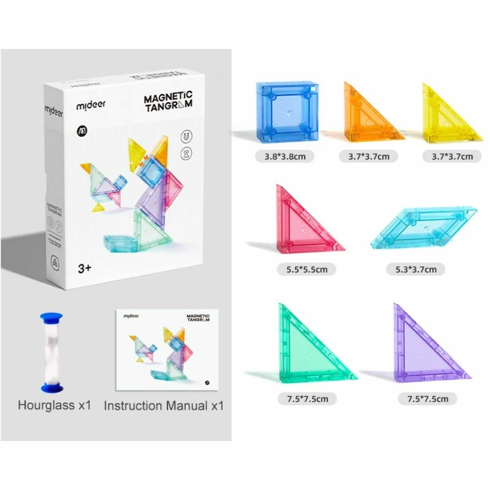 Joc Tangram Magnetic, 7 piese magnetice, clepsidră și 100 modele puzzle 8