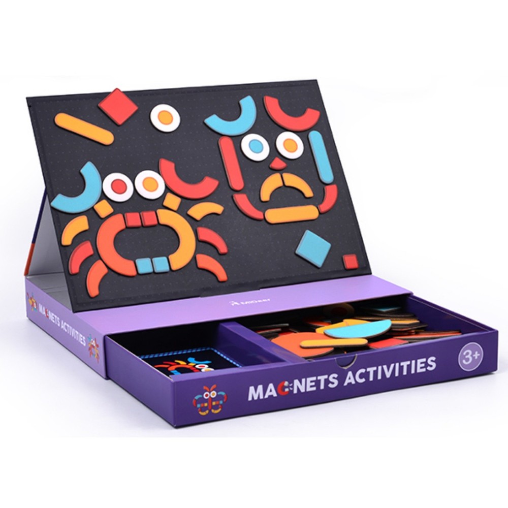 Joc Tangram Magnetic, Educativ Stem, Carte Magnetică cu Activități 3