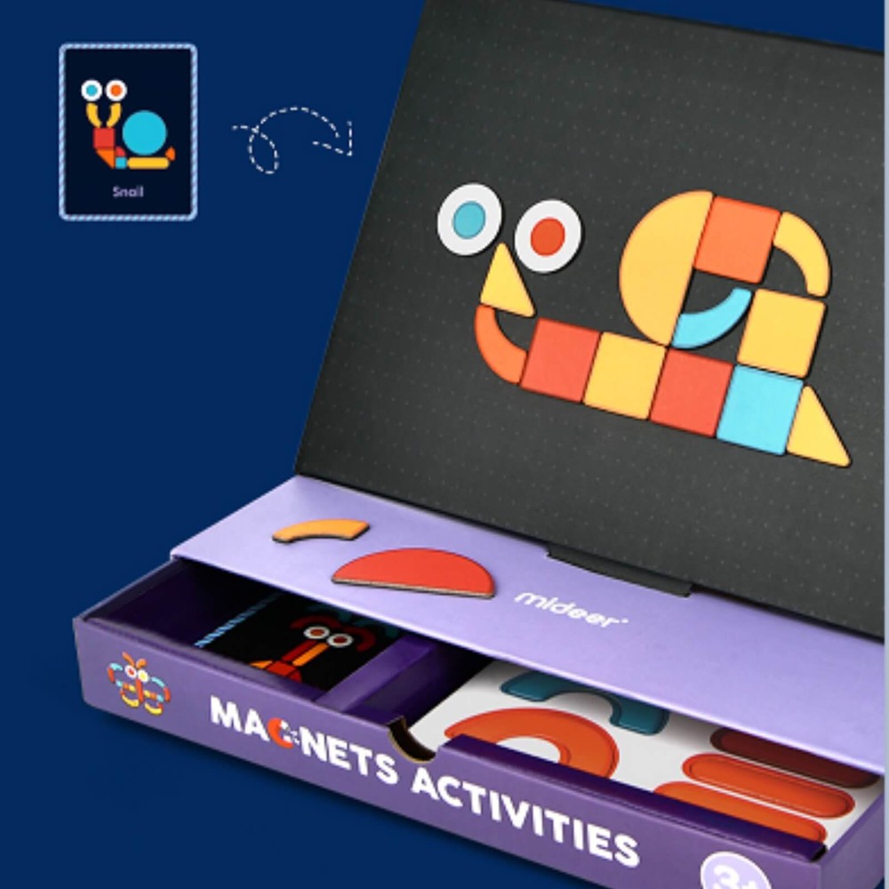 Joc Tangram Magnetic, Educativ Stem, Carte Magnetică cu Activități 6