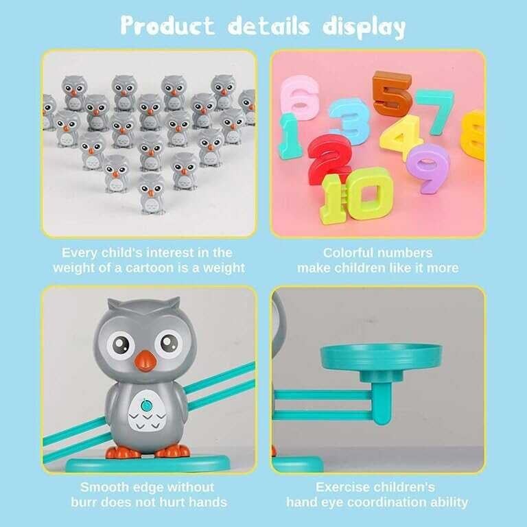 Jucarie Bufnita tip Balanta Invatam Matematica, Jucarie Educativa STEM, Set 60 Piese 5