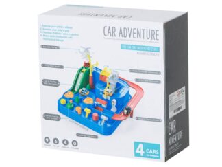 Jucărie Circuit de Curse cu Butoane, Mașinuțe Incluse, Elicopter, Pod Mobil, Macara, 3 ani+