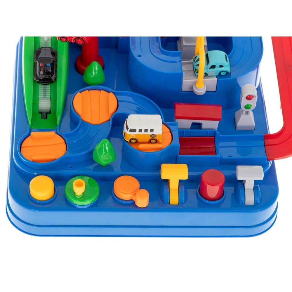 Jucărie Circuit de Curse cu Butoane, Mașinuțe Incluse, Elicopter, Pod Mobil, Macara, 3 ani+ 7