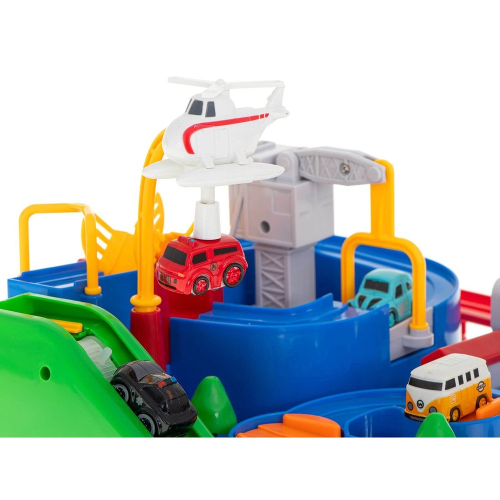 Jucărie Circuit de Curse cu Butoane, Mașinuțe Incluse, Elicopter, Pod Mobil, Macara, 3 ani+ 8