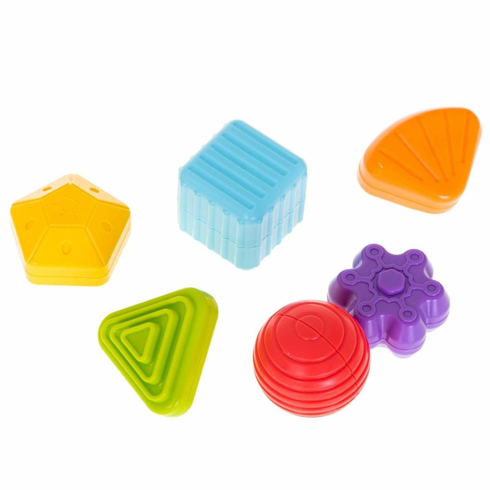 Jucărie Cub Senzorial Montessori cu Forme și Benzi Elastice, Puzzle Educativ, 7 Piese, 12 luni+ 8