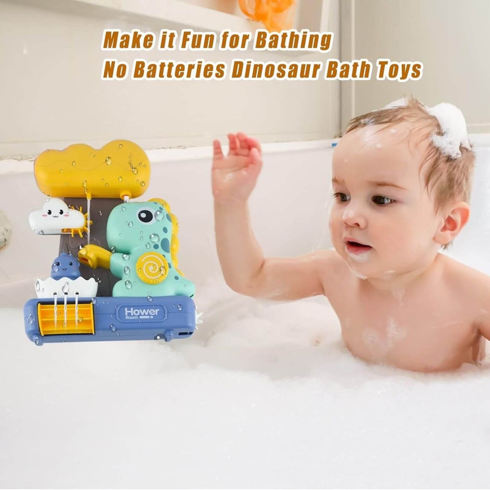 Jucărie de Baie, Dinozaur, Prindere cu Ventuze, Cascadă Apă, pentru Copii și Bebe, 23 x 20cm 2