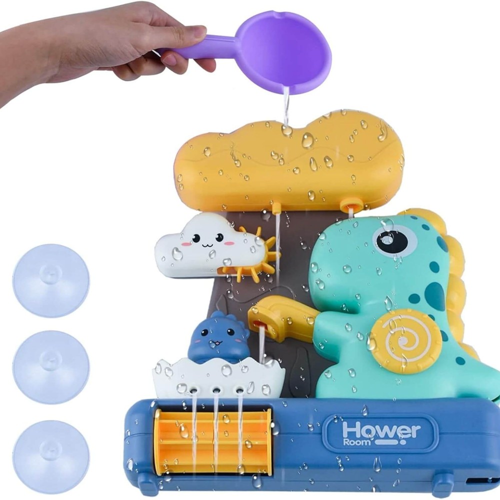 Jucărie de Baie, Dinozaur, Prindere cu Ventuze, Cascadă Apă, pentru Copii și Bebe, 23 x 20cm 4