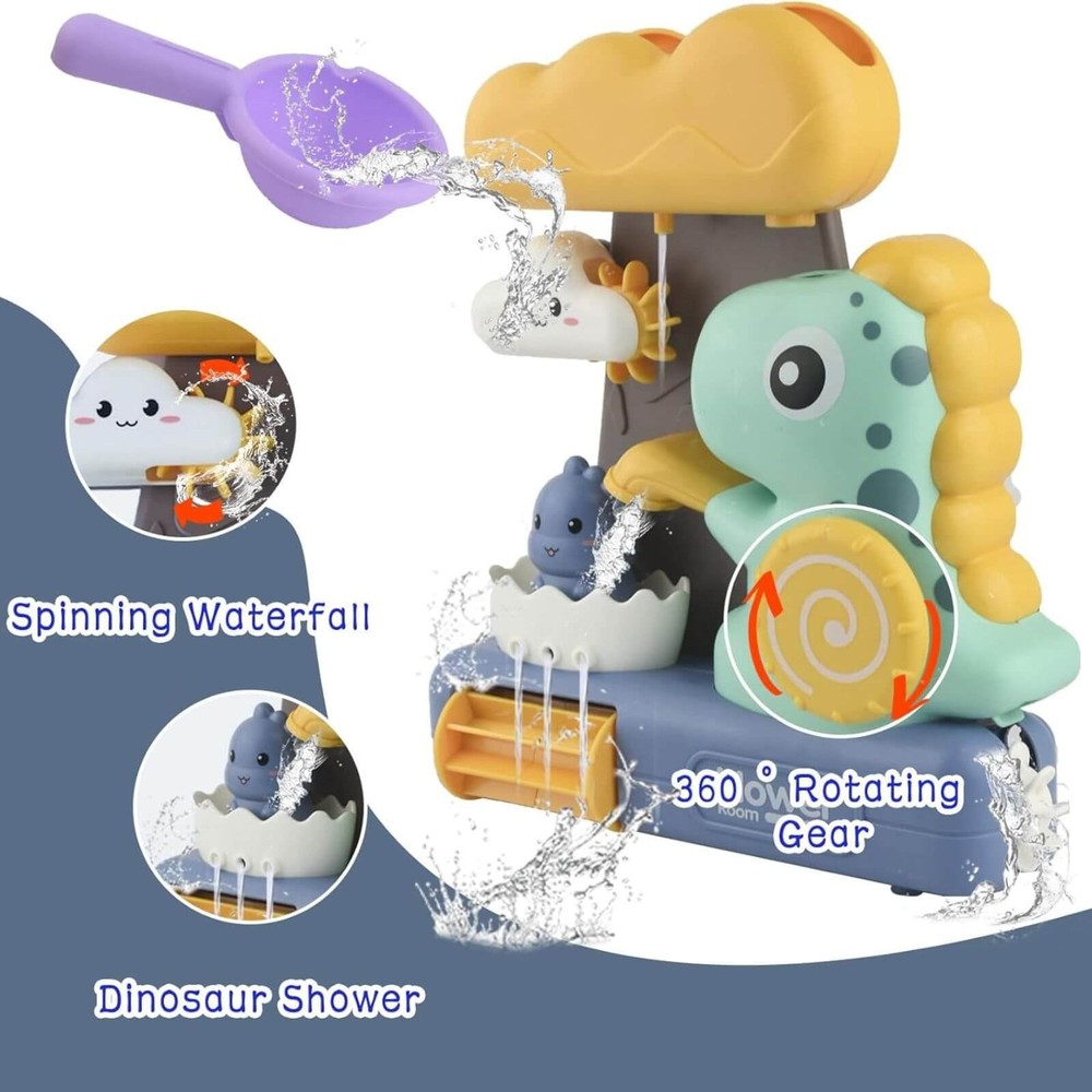 Jucărie de Baie, Dinozaur, Prindere cu Ventuze, Cascadă Apă, pentru Copii și Bebe, 23 x 20cm 6