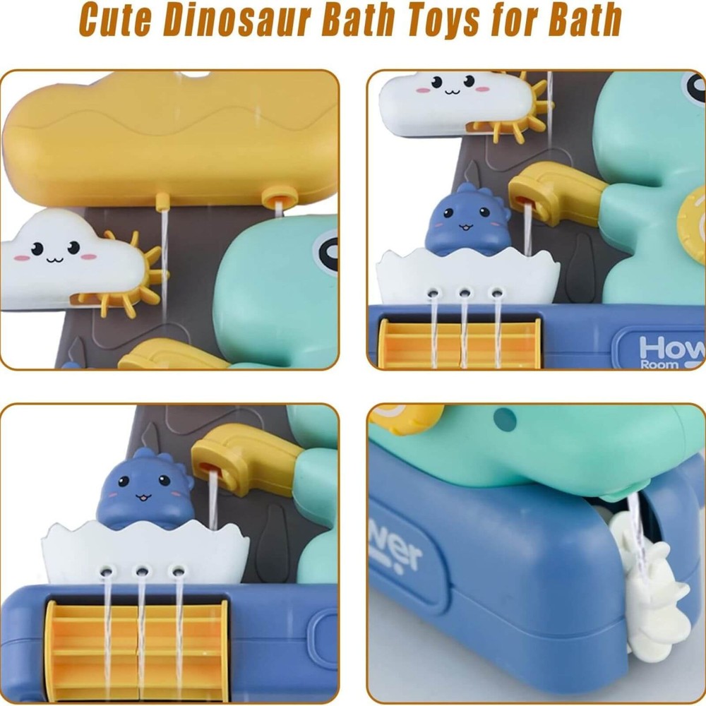 Jucărie de Baie, Dinozaur, Prindere cu Ventuze, Cascadă Apă, pentru Copii și Bebe, 23 x 20cm 7