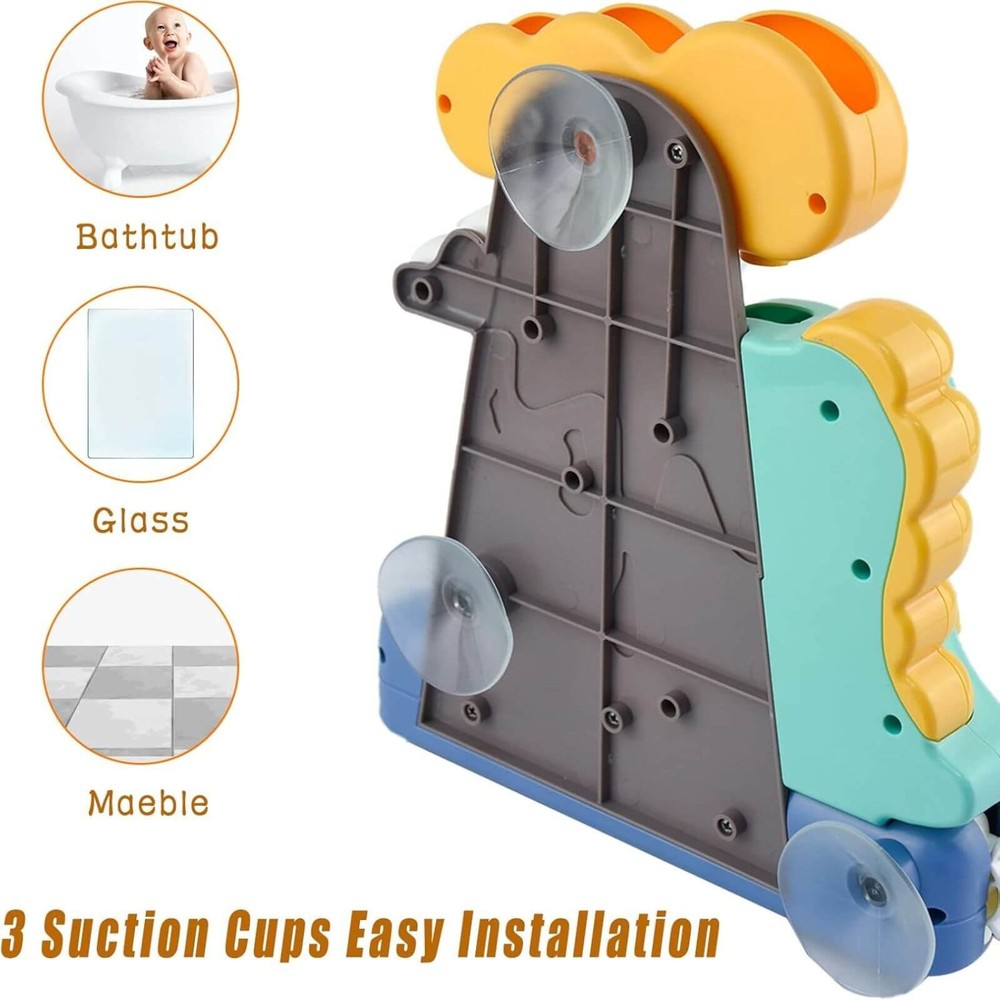 Jucărie de Baie, Dinozaur, Prindere cu Ventuze, Cascadă Apă, pentru Copii și Bebe, 23 x 20cm 8