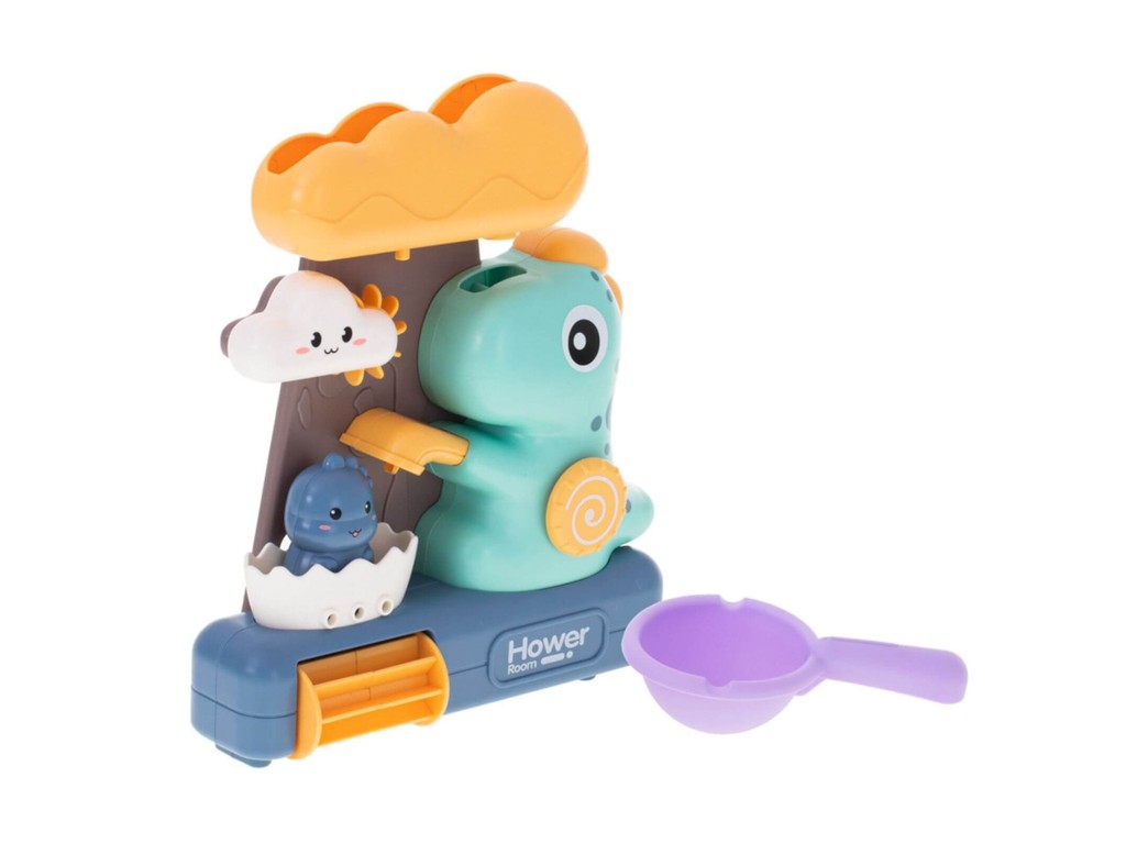 Jucărie de Baie, Dinozaur, Prindere cu Ventuze, Cascadă Apă, pentru Copii și Bebe, 23 x 20cm