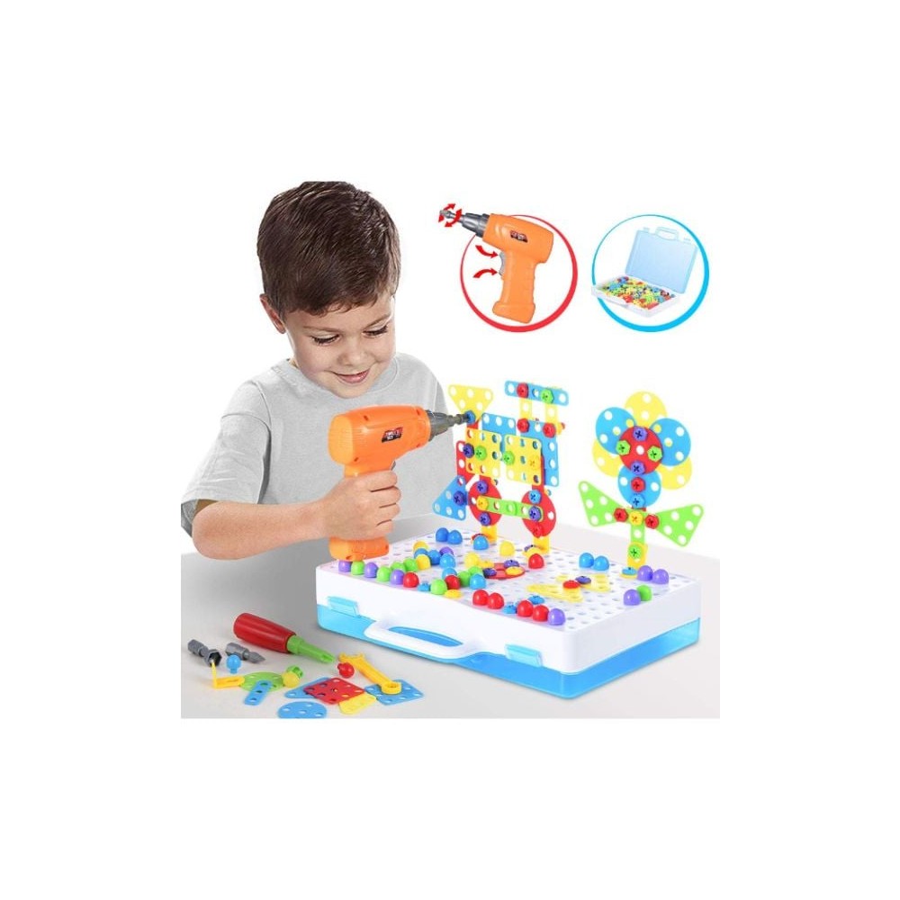 Jucărie educativă și interactivă, set bormașină cu 237 piese, cadou pentru copii cu vârsta cuprinsă între 3-10 ani, Multicolor 2