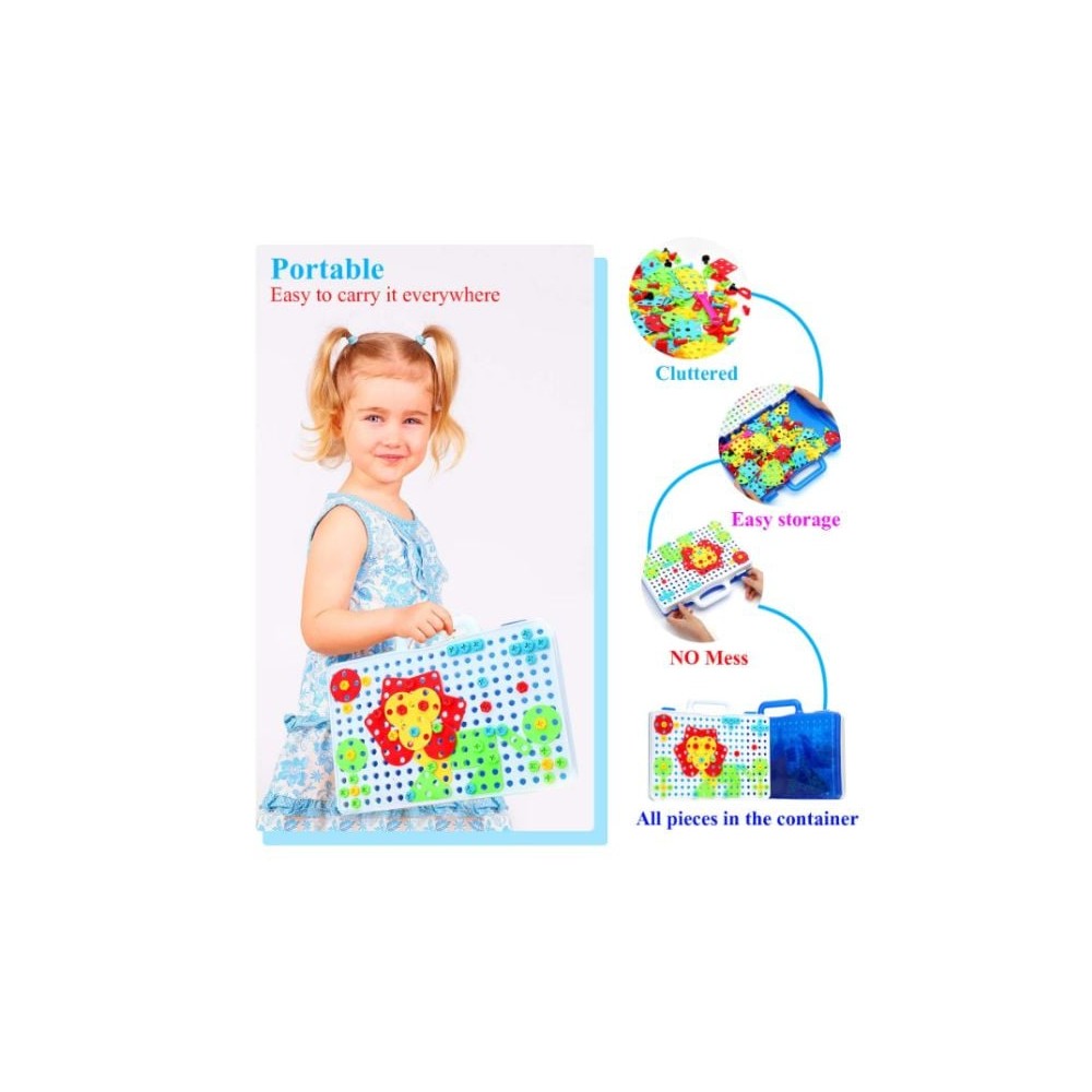 Jucărie educativă și interactivă, set bormașină cu 237 piese, cadou pentru copii cu vârsta cuprinsă între 3-10 ani, Multicolor 3